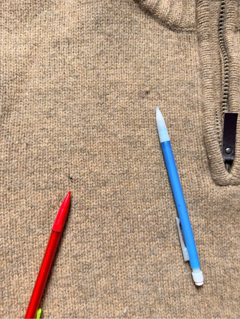 Fisherman Out Of Ireland Men L Lambswool Quarter Zip Sweater Striped Tan Wool